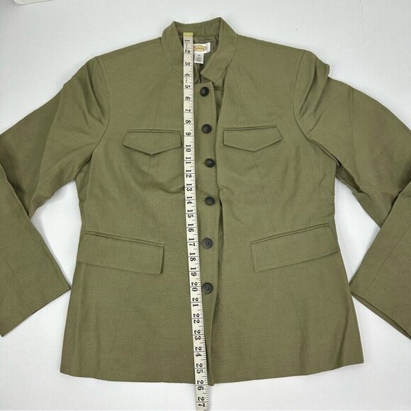 Talbots Women's Green‎ Silk Linen Mandarin Collar Button Up Luxury Blazer 10/C39 - Picture 12 of 14